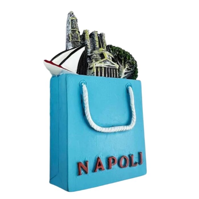 naples italy fridge magnet – iconic napoli landmarks in gift bag design for stylish travel souvenir & fridge charm