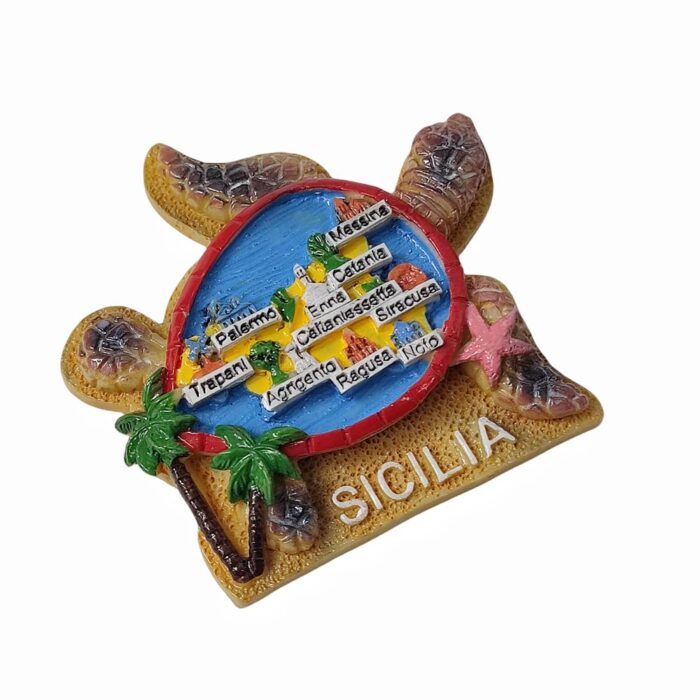 sicilia italy map fridge magnet sicilian island souvenir with cities & palm tree decor for home