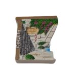 peschici italy fridge magnet historic stone stairs scene, coastal village travel keepsake