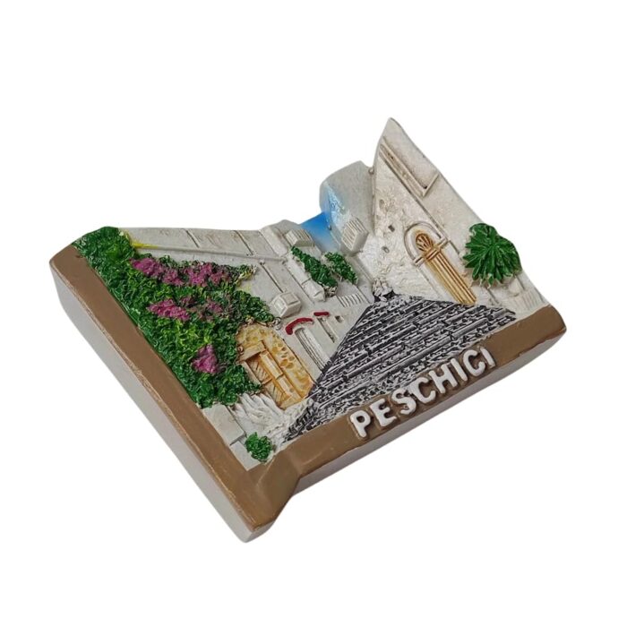 peschici italy fridge magnet historic stone stairs scene, coastal village travel keepsake