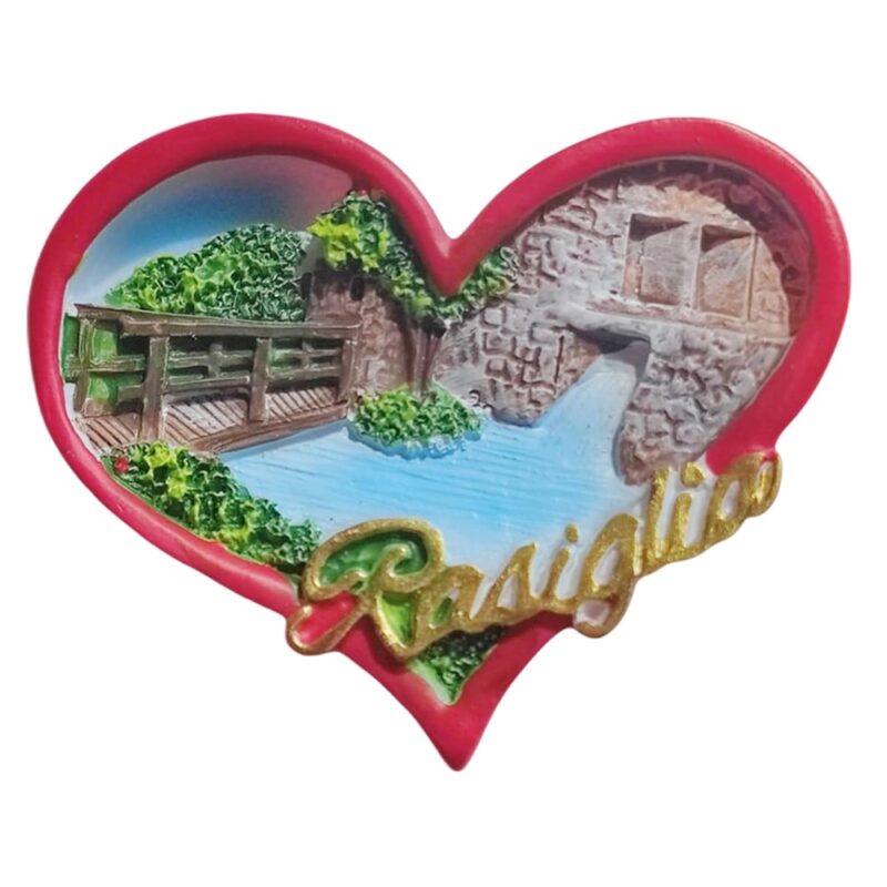 rasiglia italy heart fridge magnet – little venice of umbria travel souvenir & romantic rustic gift