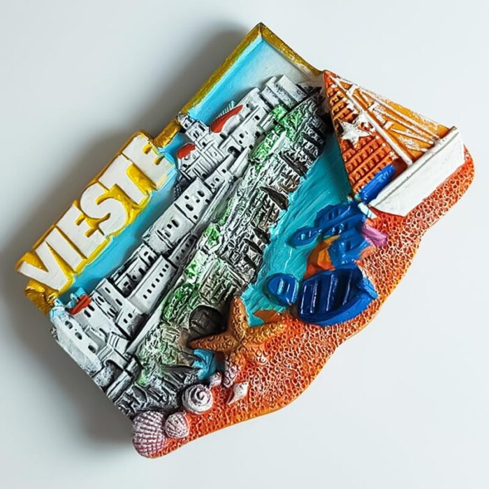 vieste italy beach fridge magnet colorful coastal town souvenir with boats & shells for magnetic surfaces