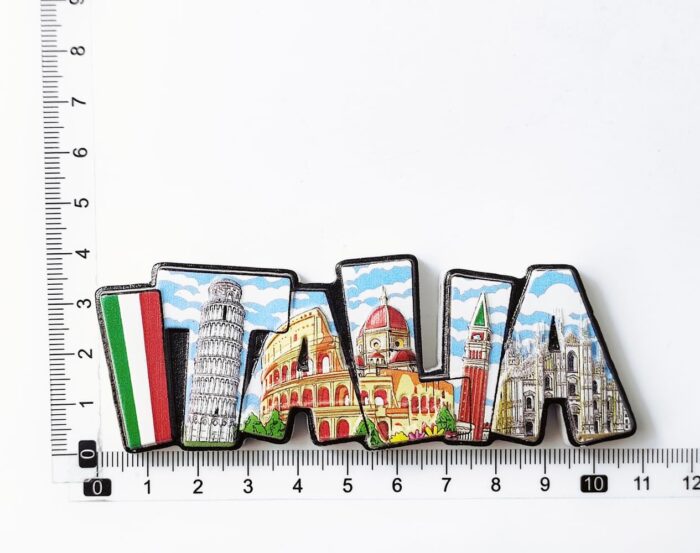 italia lettering fridge magnet – italy landmarks word art souvenir & magnetic decor gift