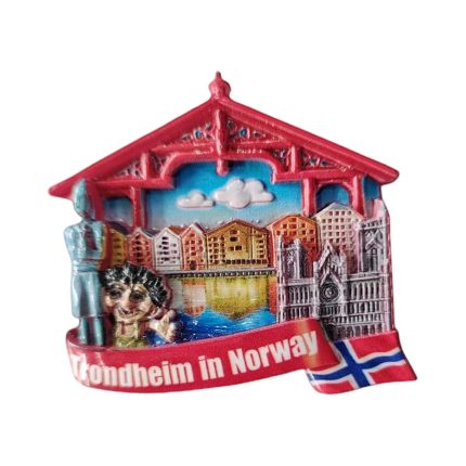 trondheim norway landmark fridge magnet – nidaros cathedral & cityscape travel gift