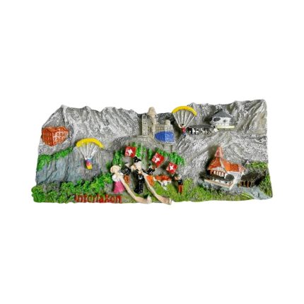 interlaken switzerland adventure fridge magnet – paragliding & mountain scene travel gift for decor lovers