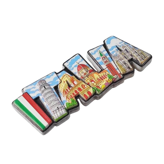 italia lettering fridge magnet – italy landmarks word art souvenir & magnetic decor gift