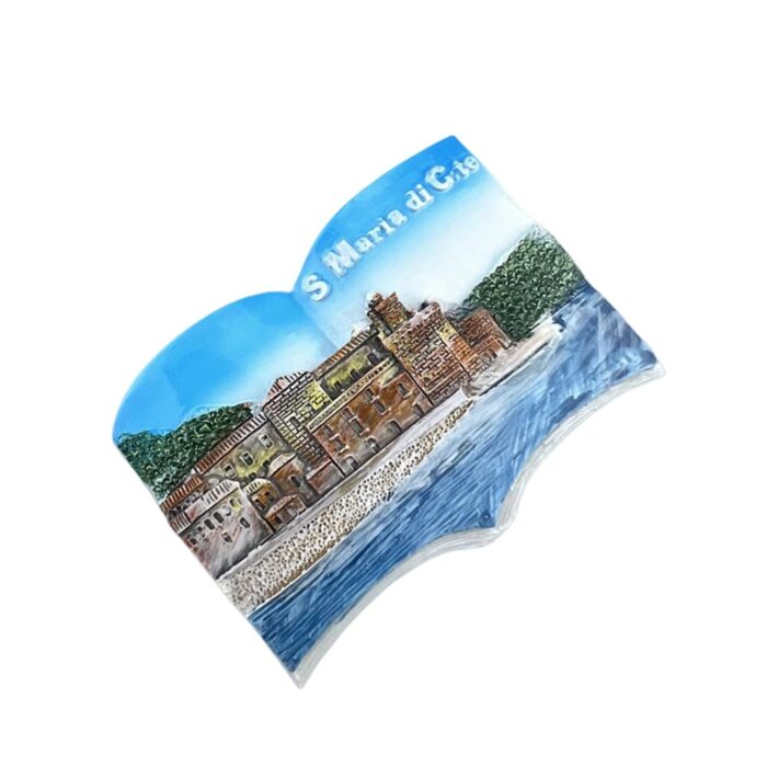 santa maria di castellabate italy fridge magnet – coastal town scene with castle view – seaside travel decor & memo board touch