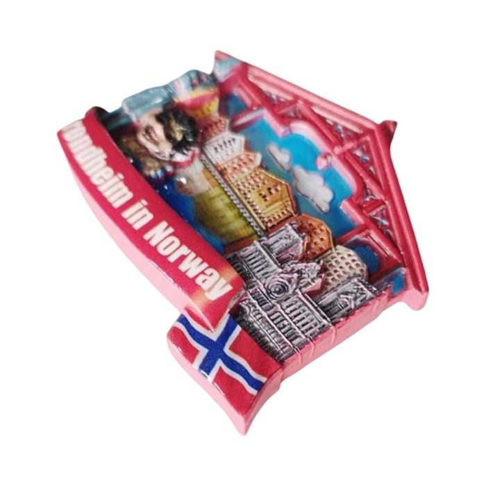 trondheim norway landmark fridge magnet – nidaros cathedral & cityscape travel gift