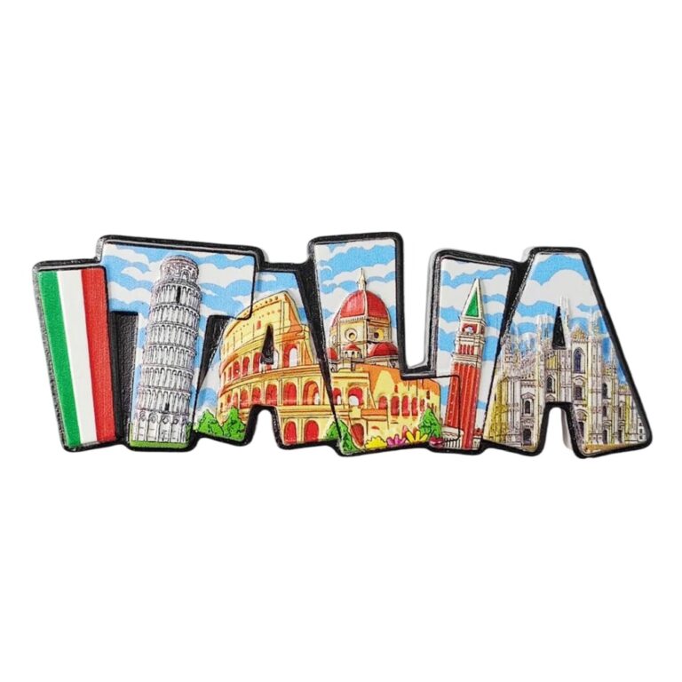 italia lettering fridge magnet – italy landmarks word art souvenir & magnetic decor gift