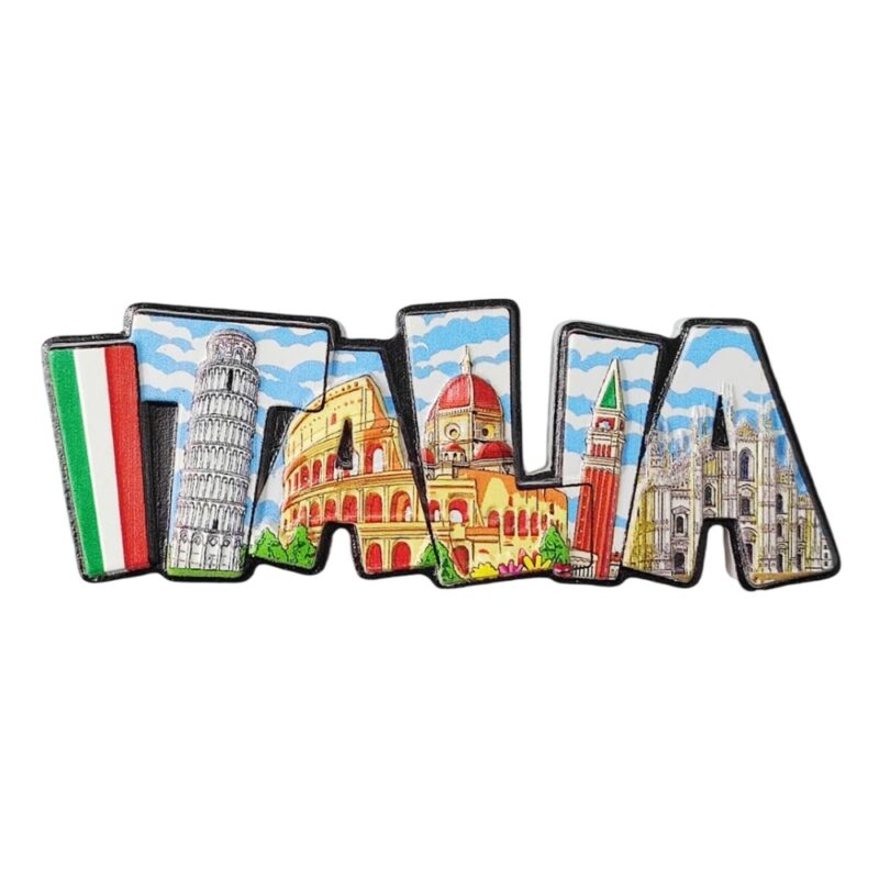 italia lettering fridge magnet – italy landmarks word art souvenir & magnetic decor gift