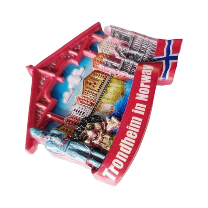 trondheim norway landmark fridge magnet – nidaros cathedral & cityscape travel gift