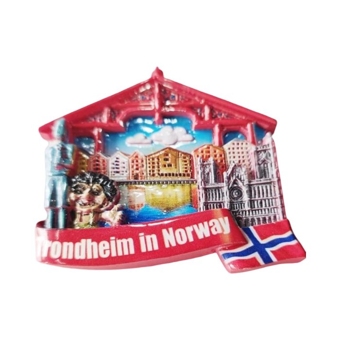 trondheim norway landmark fridge magnet – nidaros cathedral & cityscape travel gift