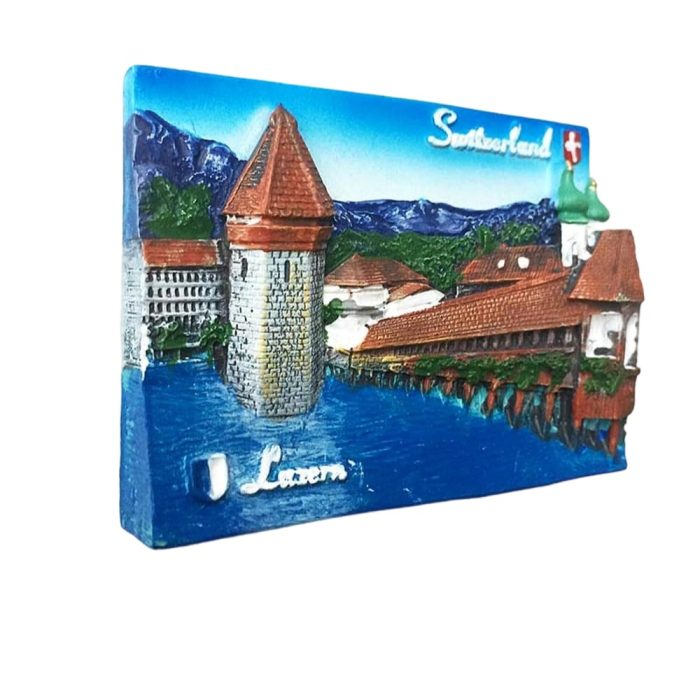 lucerne switzerland fridge magnet – chapel bridge and water tower scenic souvenir for travel lovers & fridge display