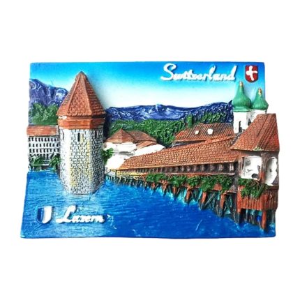 lucerne switzerland fridge magnet – chapel bridge and water tower scenic souvenir for travel lovers & fridge display
