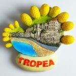 tropea italy fridge magnet prickly pear coastal scene souvenir, colorful calabrian landmark decor