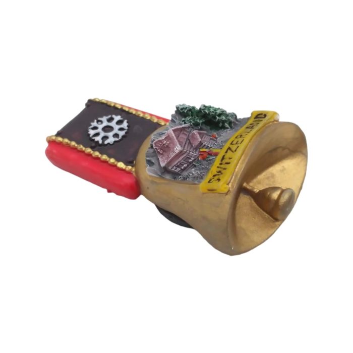 swiss cowbell fridge magnet – switzerland 3d travel souvenir with rustic alpine charm for kitchen decoration