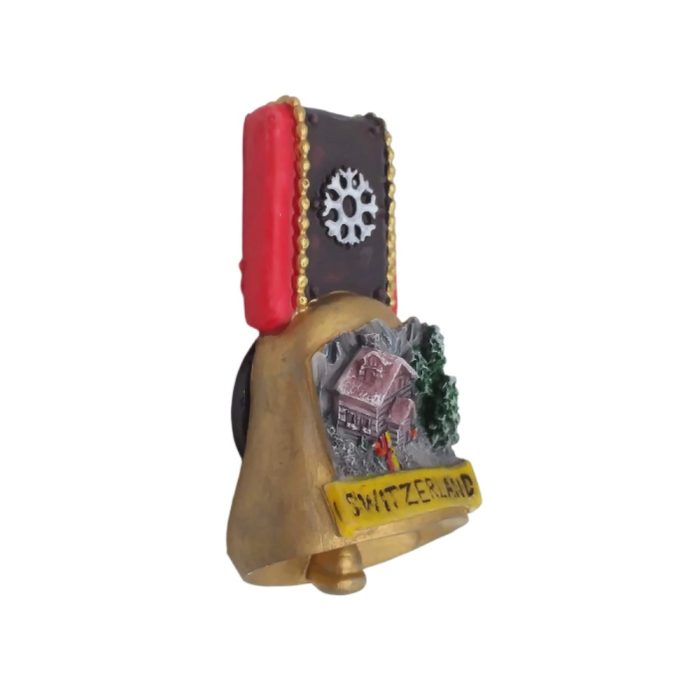 swiss cowbell fridge magnet – switzerland 3d travel souvenir with rustic alpine charm for kitchen decoration