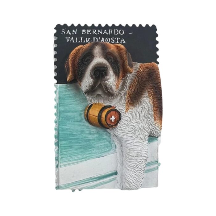 valle d’aosta san bernardo italy fridge magnet — alpine dog souvenir & mountain cabin decor