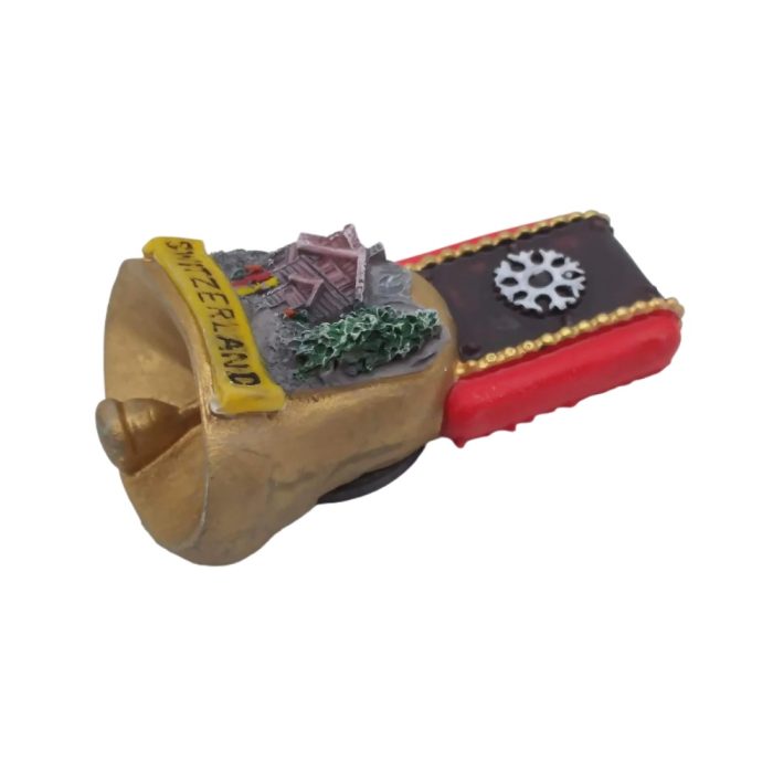 swiss cowbell fridge magnet – switzerland 3d travel souvenir with rustic alpine charm for kitchen decoration