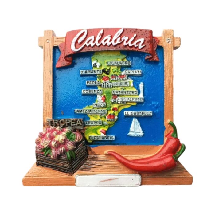calabria italy map fridge magnet – regional specialties & chili design travel gift & kitchen highlight