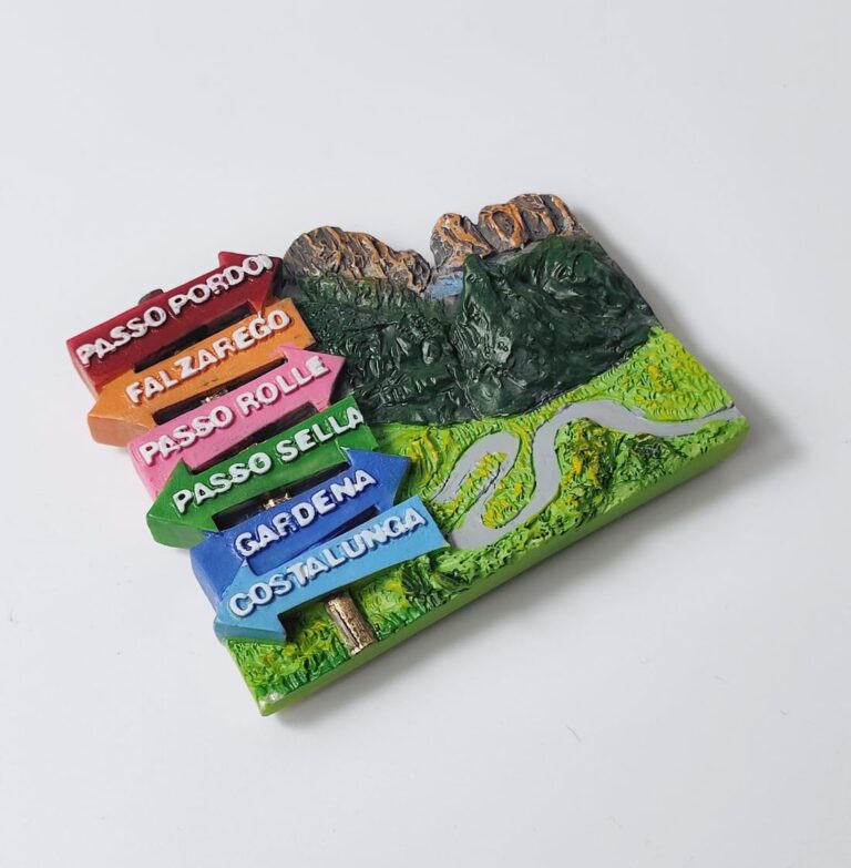 dolomites italy fridge magnet mountain pass road signs souvenir, alpine adventure gift & decor