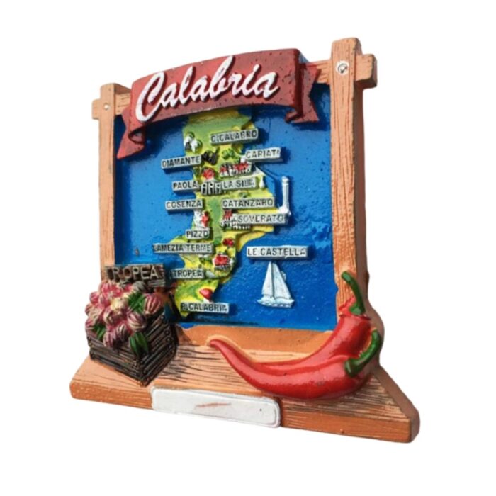 calabria italy map fridge magnet – regional specialties & chili design travel gift & kitchen highlight