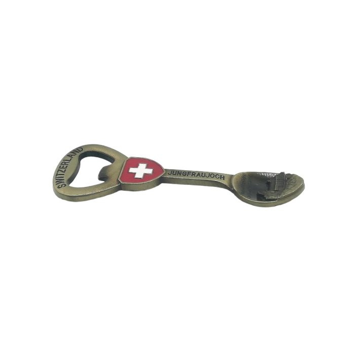 switzerland jungfraujoch bottle opener fridge magnet – multi functional souvenir gift with vintage swiss emblem