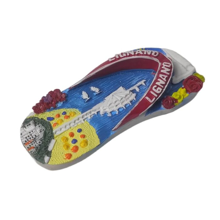 lignano italy fridge magnet flip flop beach scene souvenir, summer vibes travel collectible