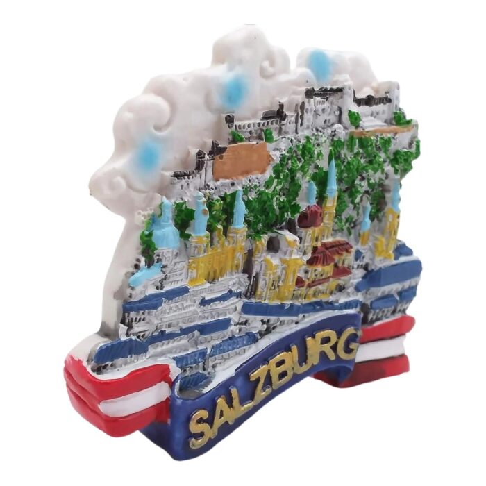 salzburg austria fridge magnet – colorful old town & fortress scene, travel keepsake & european decor