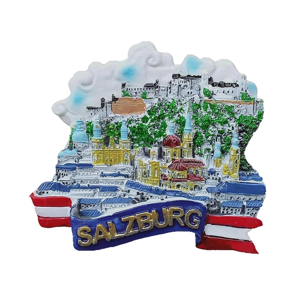 salzburg austria fridge magnet – colorful old town & fortress scene, travel keepsake & european decor