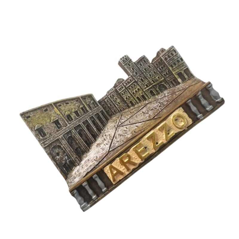 arezzo italy fridge magnet – tuscany historic cityscape with golden lettering – hilltop architecture keepsake & regional memo decor