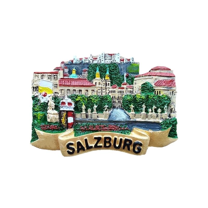 salzburg austria fridge magnet – mirabell garden panorama, baroque travel gift & whiteboard display