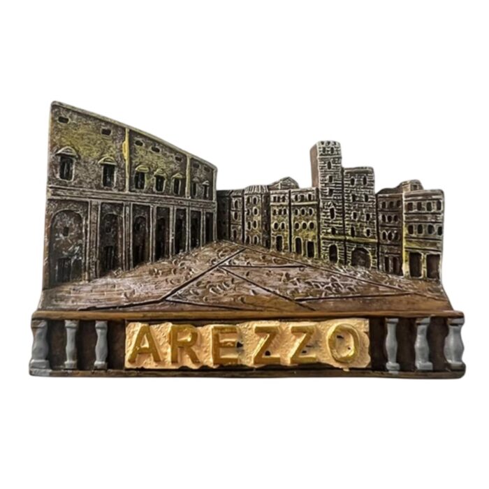 arezzo italy fridge magnet – tuscany historic cityscape with golden lettering – hilltop architecture keepsake & regional memo decor