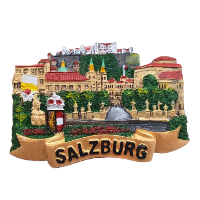 salzburg austria fridge magnet – mirabell garden panorama, baroque travel gift & whiteboard display