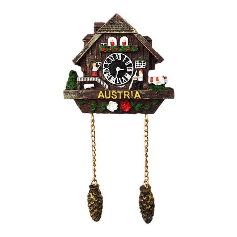 austria cuckoo clock fridge magnet – traditional chalet style travel souvenir & alpine home decor
