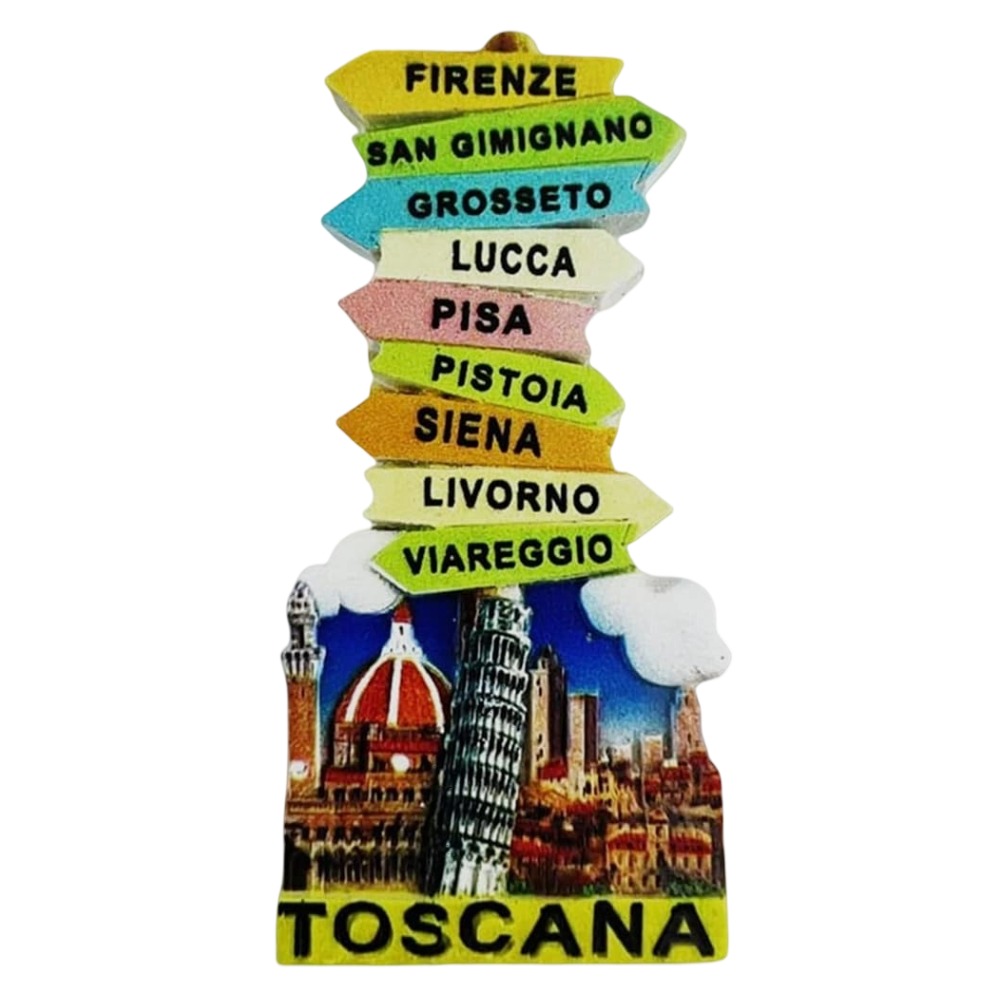 toscana italy fridge magnet – colorful direction sign of tuscany cities – regional travel gift