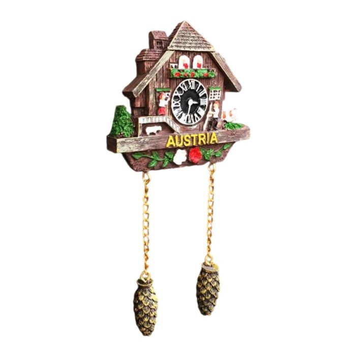 austria cuckoo clock fridge magnet – traditional chalet style travel souvenir & alpine home decor