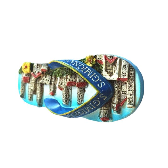 san gimignano italy fridge magnet – flip flop style tower city souvenir for beachy travel vibes & decor