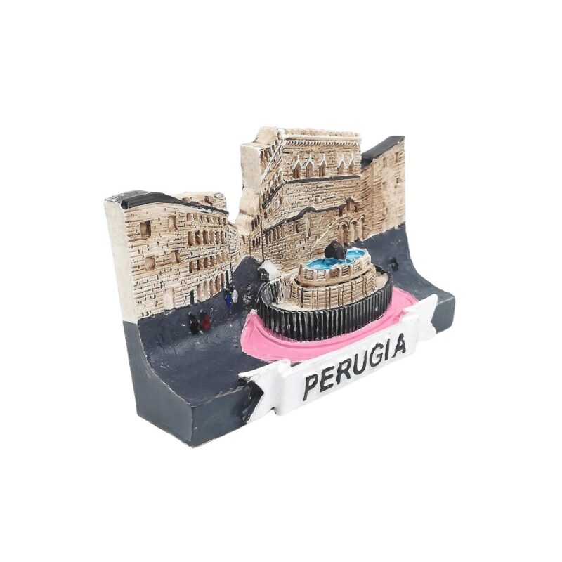 perugia italy fridge magnet – medieval town square scene travel souvenir & vintage wall accent
