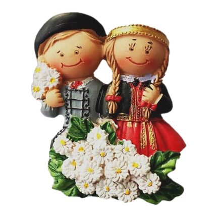 austria couple fridge magnet – traditional folk costume design, cute travel souvenir & refrigerator charm