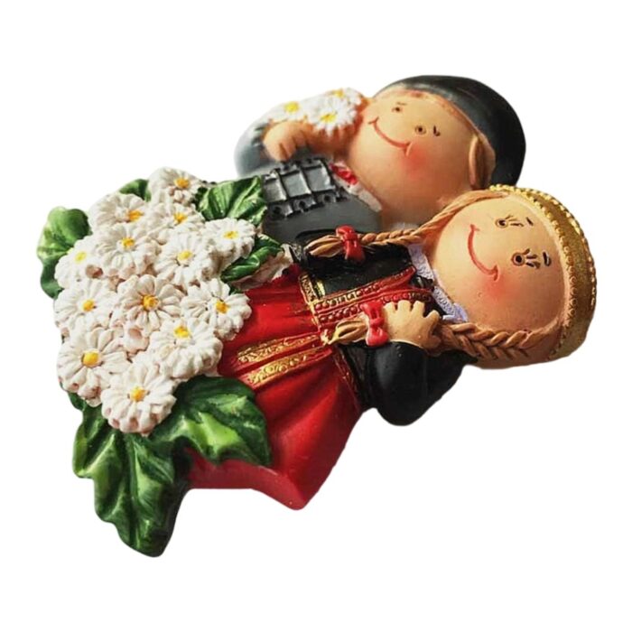 austria couple fridge magnet – traditional folk costume design, cute travel souvenir & refrigerator charm