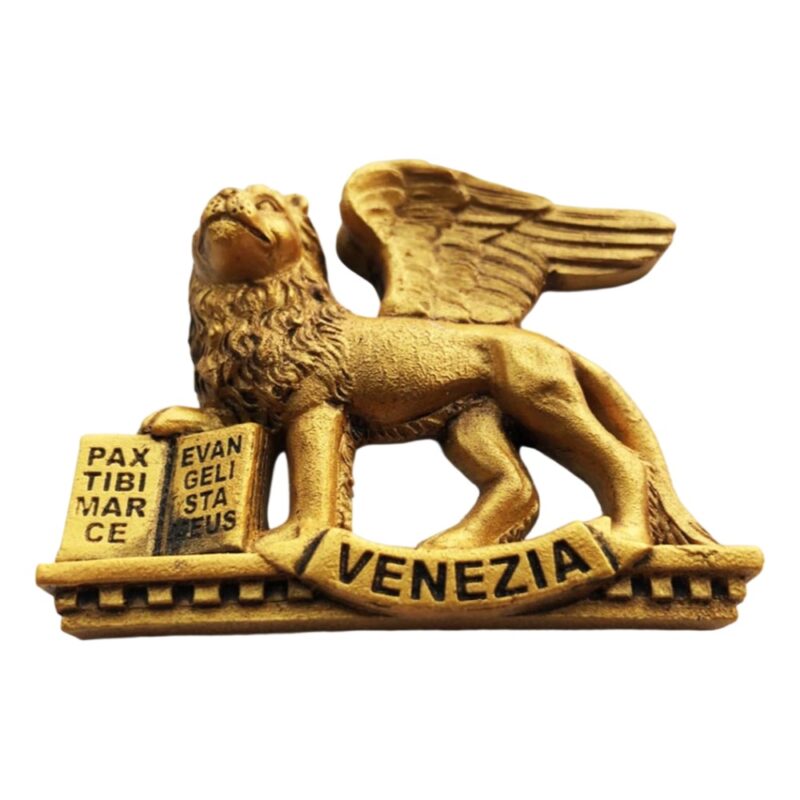 venice italy fridge magnet – golden lion of saint mark sculpture style travel collectible