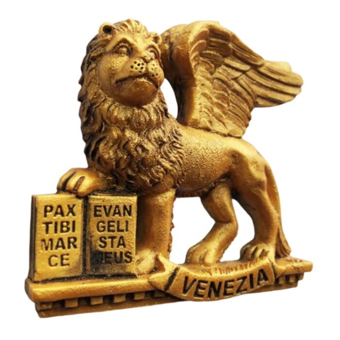 venice italy fridge magnet – golden lion of saint mark sculpture style travel collectible