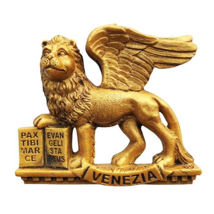 venice italy fridge magnet – golden lion of saint mark sculpture style travel collectible