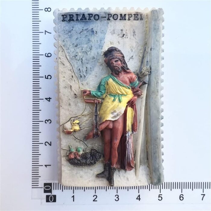 pompeii italy fridge magnet – priapo wall fresco souvenir from ancient ruins – historic art decor