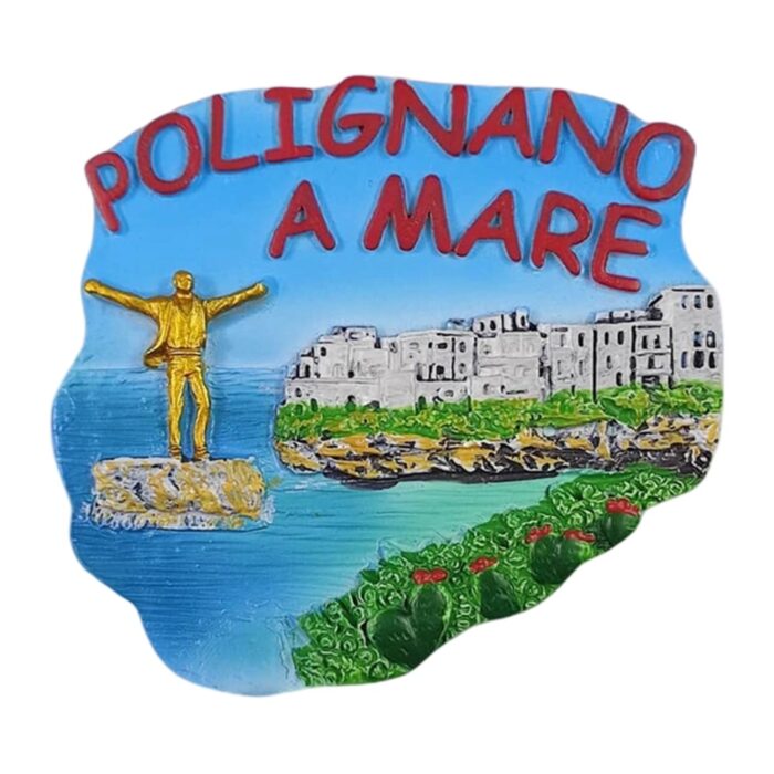 polignano a mare italy fridge magnet – cliffside coastline travel memento & colorful whiteboard decor