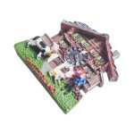 swiss farmhouse fridge magnet – switzerland traditional barn with cow & clock decor for kitchen or board