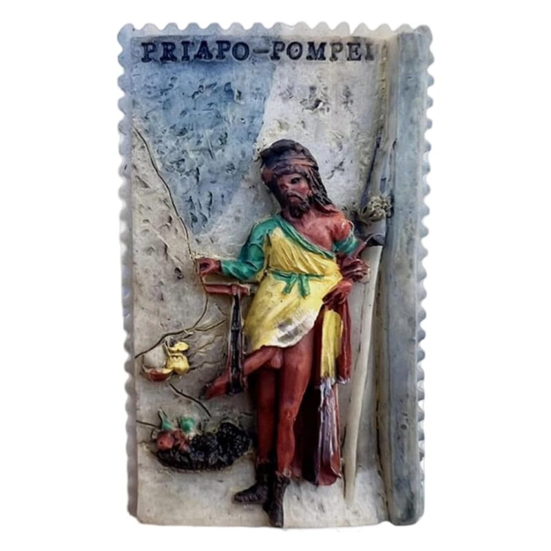 pompeii italy fridge magnet – priapo wall fresco souvenir from ancient ruins – historic art decor