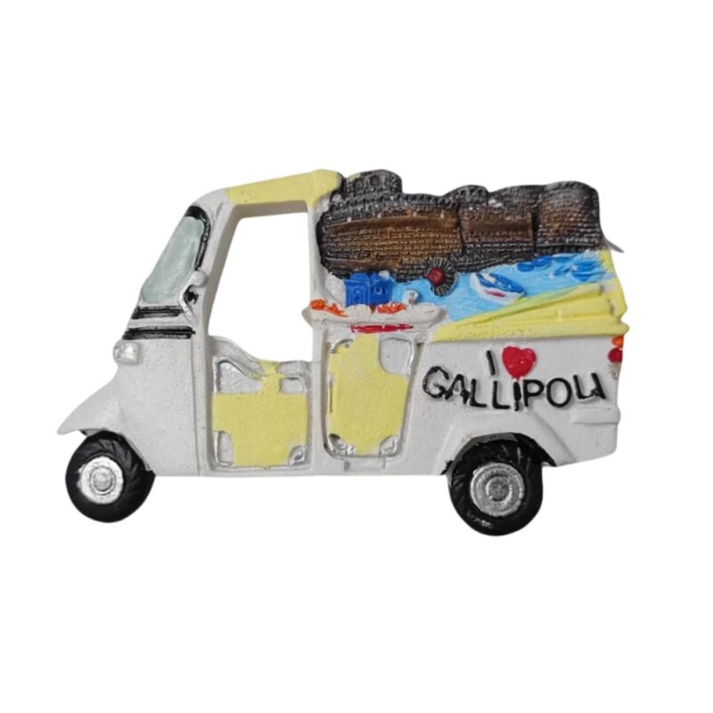 gallipoli italy tuk tuk fridge magnet — cute 3d italy souvenir & kitchen whiteboard decor