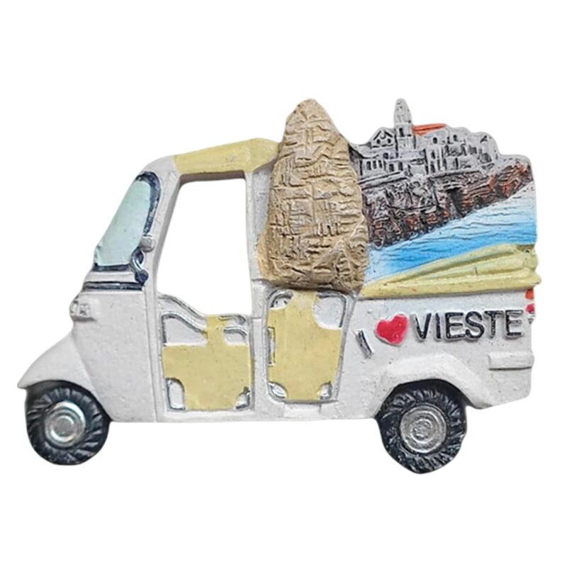 vieste italy tuk tuk fridge magnet – apulia coast travel souvenir & italian mini vehicle decor